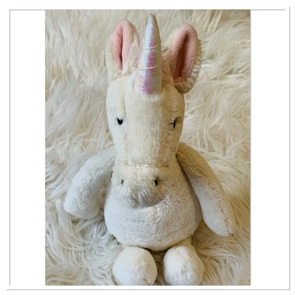 Jellycat London Bashful Unicorn Retired Plush Stuffed Animal Toy Pink White